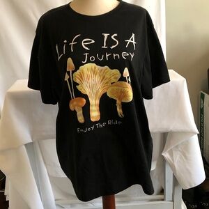 Chemistry Black Tee with Yellow Mushroom Design